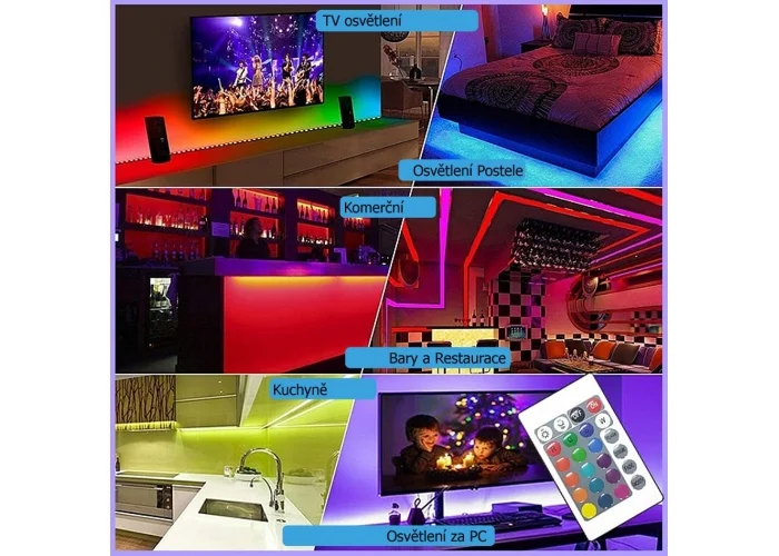Led pásek RGB barvy - komplet sestava 1-5m dle výběru