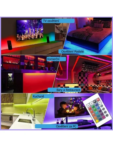 Led pásek RGB barvy - komplet sestava 1-5m dle výběru