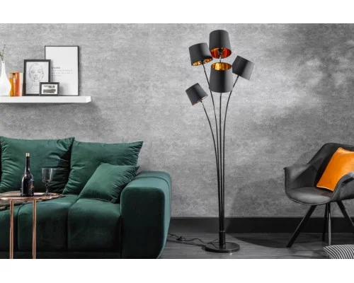 Stojací lampa modern černé zlato 202cm 2