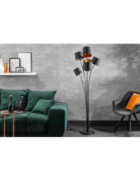 Stojací lampa modern černé zlato 202cm