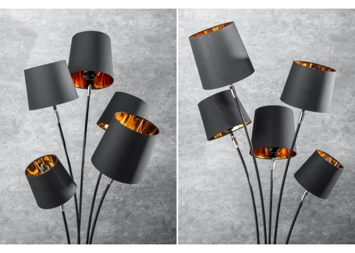 Stojací lampa modern černé zlato 202cm