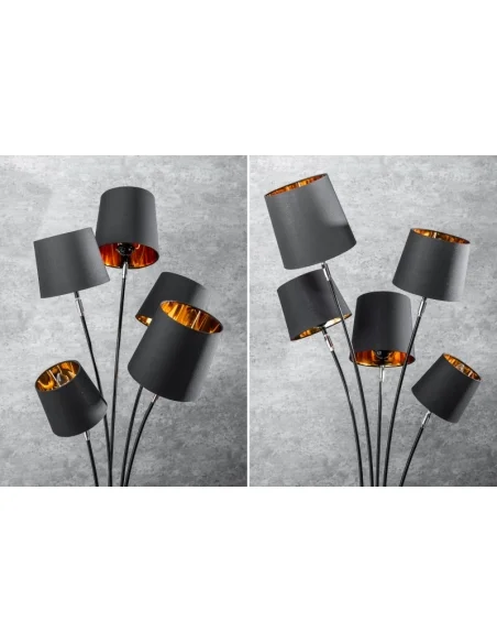 Stojací lampa modern černé zlato 202cm