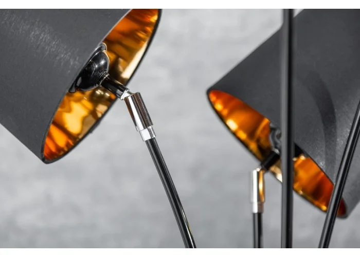 Stojací lampa modern černé zlato 202cm