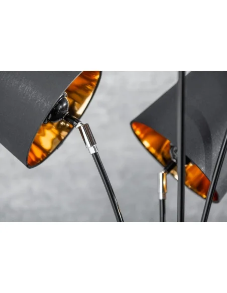 Stojací lampa modern černé zlato 202cm