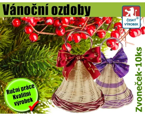 Vánoční ozdoba - balené zvonečky PEDIC - ruční výroba ČR