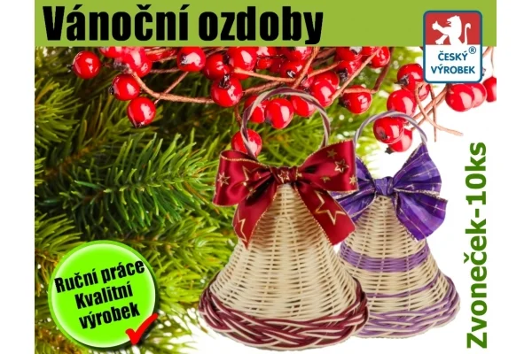 Vánoční ozdoba - balené zvonečky PEDIC - ruční výroba ČR