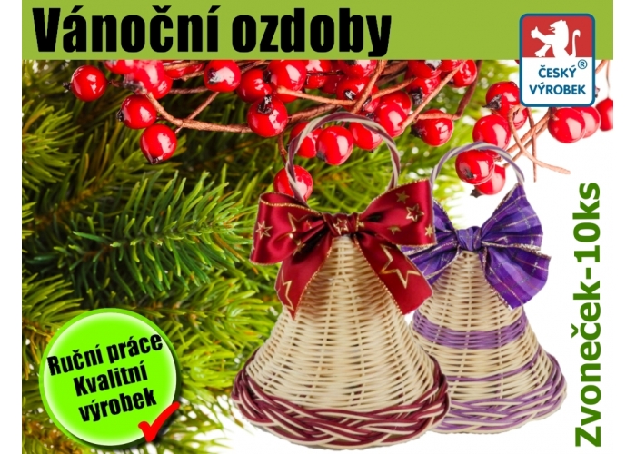 Vánoční ozdoba - balené zvonečky PEDIC - ruční výroba ČR
