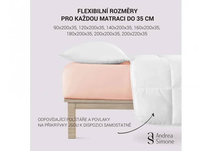Jersey Lycra prostěradlo Andrea Simone boxspring - Pudrová