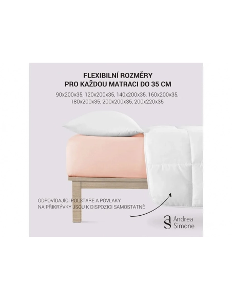 Jersey Lycra prostěradlo Andrea Simone boxspring - Pudrová