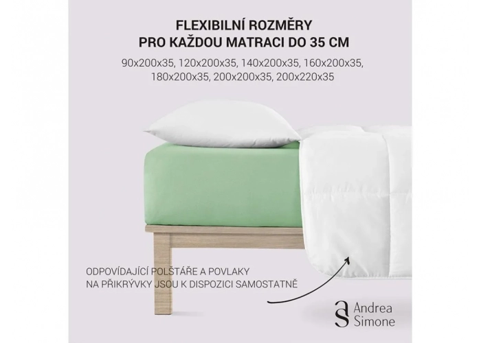 Jersey Lycra prostěradlo Andrea Simone boxspring - Světle zelená