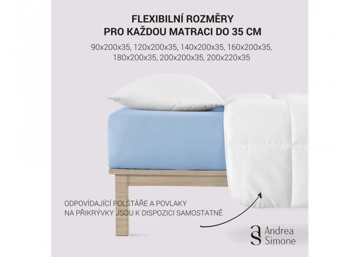 Jersey Lycra prostěradlo Andrea Simone boxspring - Světle modrá