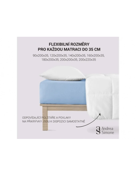 Jersey Lycra prostěradlo Andrea Simone boxspring - Světle modrá