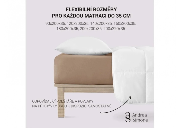 Jersey Lycra prostěradlo Andrea Simone boxspring - Hnědá