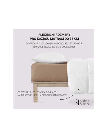 Jersey Lycra prostěradlo Andrea Simone boxspring - Hnědá