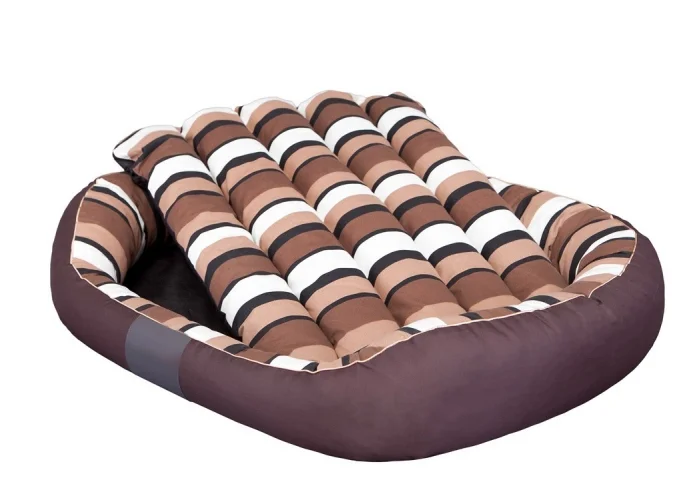 Pelíšek pro psa Comfort Ovál - hnědý pruhovaný