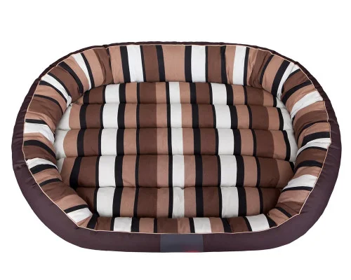 Pelíšek pro psa Comfort Ovál - hnědý pruhovaný 2