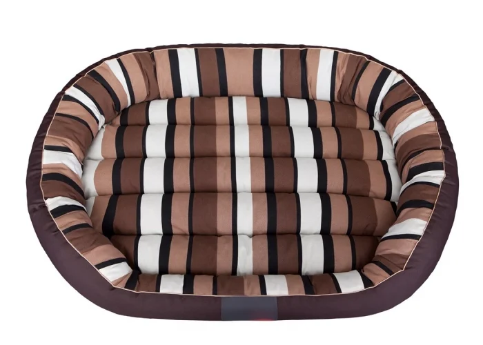 Pelíšek pro psa Comfort Ovál - hnědý pruhovaný