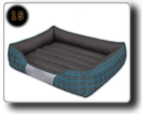 Pelíšek pro psa Comfort Obdélník - šedý s modrým šrafováním