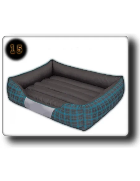 Pelíšek pro psa Comfort Obdélník - šedý s modrým šrafováním