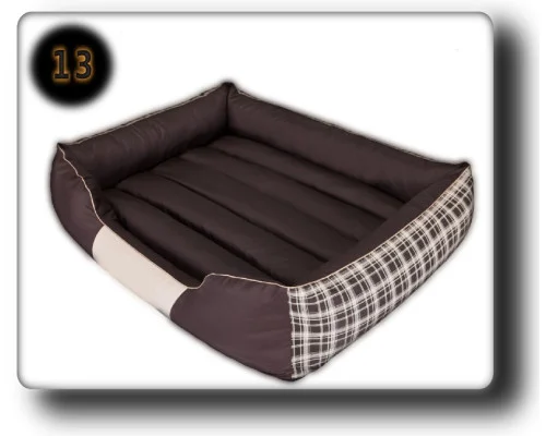 Pelíšek pro psa Comfort Obdélník - Hnědý s béžovým šrafováním