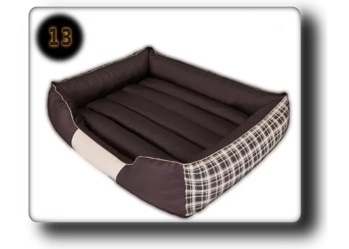 Pelíšek pro psa Comfort Obdélník - Hnědý s béžovým šrafováním