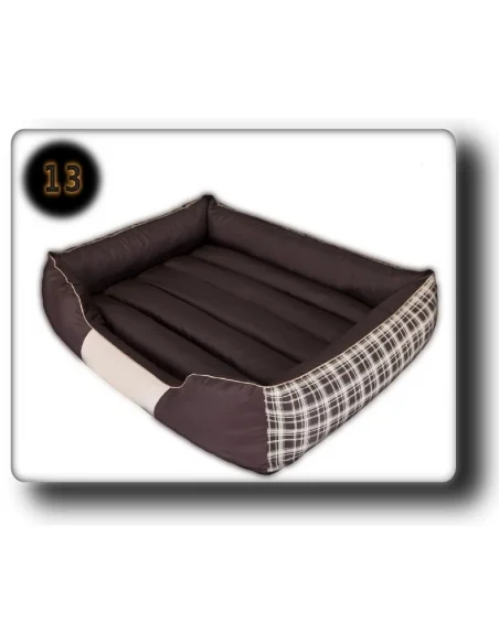 Pelíšek pro psa Comfort Obdélník - Hnědý s béžovým šrafováním