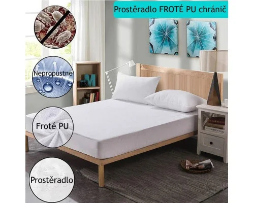 Chránič matrace celkové prostěradlo PU Froté bílá
