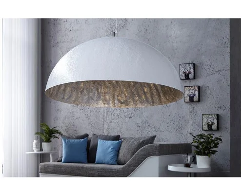 Závěsná lampa bílá stříbrná 70cm