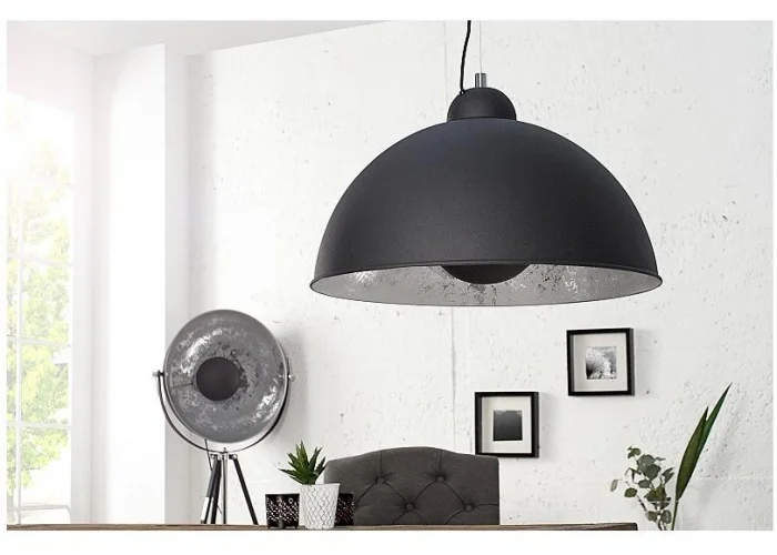 Závěsná lampa Studio černo stříbrná