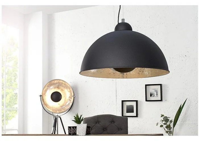 Závěsná lampa Studio černo stříbrná