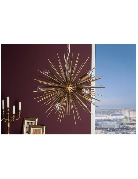 Závěsná lampa sluneční svit zlatá 50cm