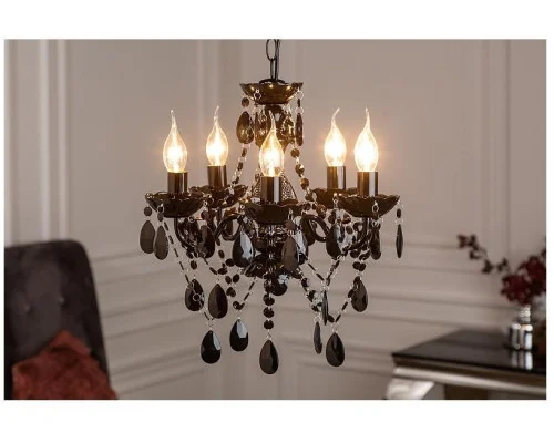 Závěsná lampa Lustrové diamanty 5ramenný černý S