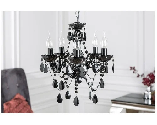 Závěsná lampa Lustrové diamanty 5ramenný černý S 2