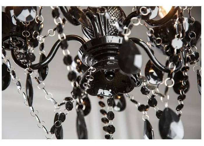 Závěsná lampa Lustrové diamanty 5ramenný černý S