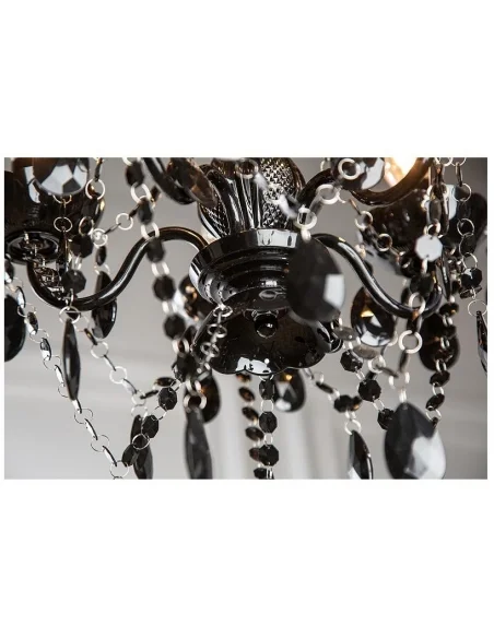 Závěsná lampa Lustrové diamanty 5ramenný černý S