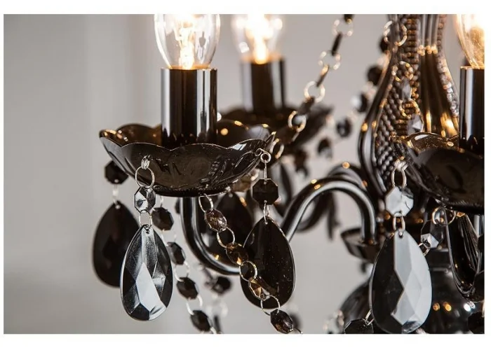 Závěsná lampa Lustrové diamanty 5ramenný černý S