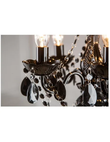 Závěsná lampa Lustrové diamanty 5ramenný černý S