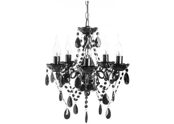 Závěsná lampa Lustrové diamanty 5ramenný černý S