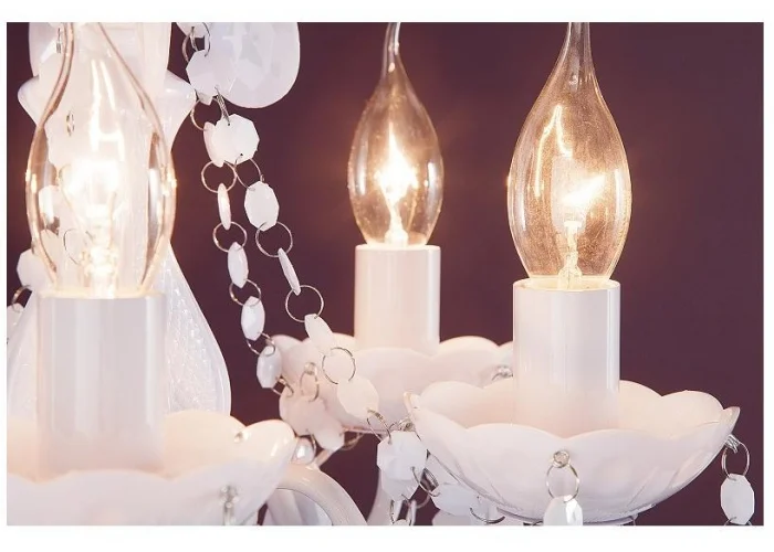 Závěsná lampa diamantový lustr 5ramenný bílý S