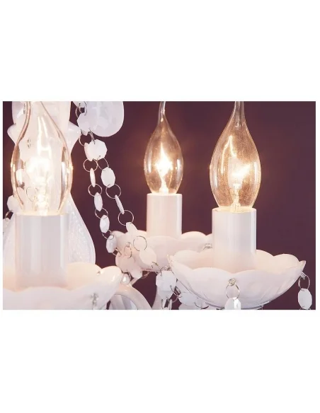 Závěsná lampa diamantový lustr 5ramenný bílý S