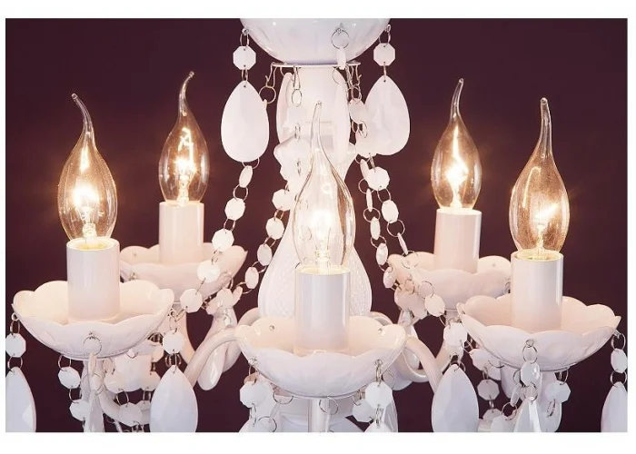 Závěsná lampa diamantový lustr 5ramenný bílý S