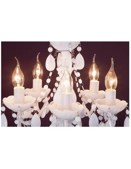 Závěsná lampa diamantový lustr 5ramenný bílý S