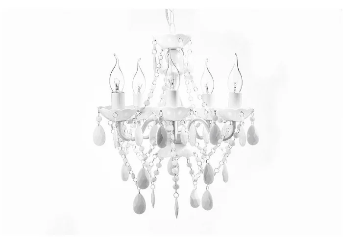 Závěsná lampa diamantový lustr 5ramenný bílý S