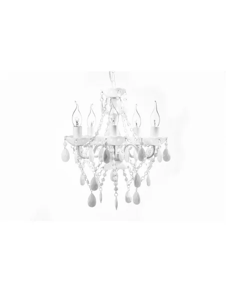 Závěsná lampa diamantový lustr 5ramenný bílý S