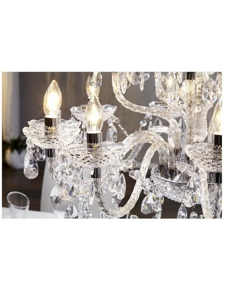 Závěsná lampa diamantový lustr 15ramenný čirý