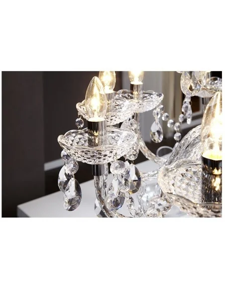 Závěsná lampa diamantový lustr 15ramenný čirý