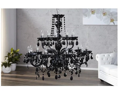 Závěsná lampa diamantový lustr 15ramenný černý