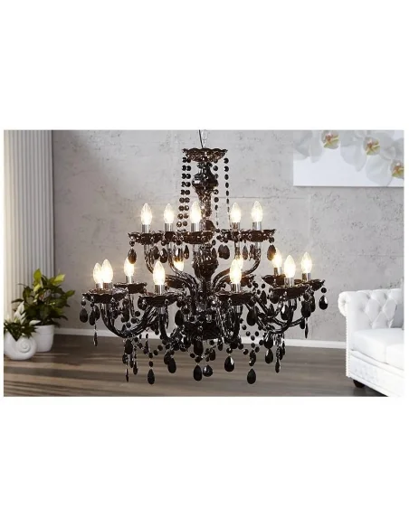 Závěsná lampa diamantový lustr 15ramenný černý