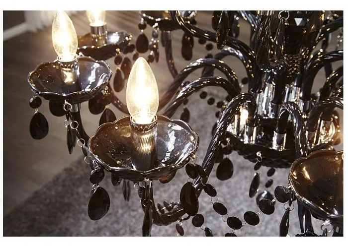 Závěsná lampa diamantový lustr 15ramenný černý