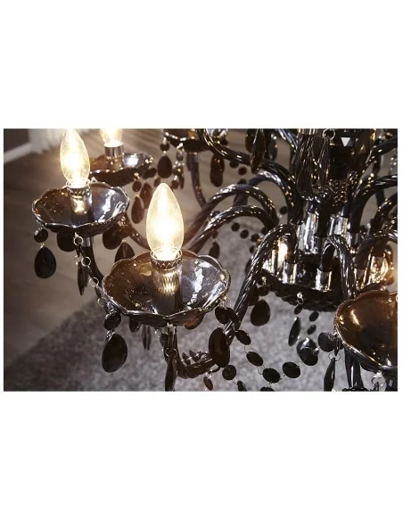 Závěsná lampa diamantový lustr 15ramenný černý